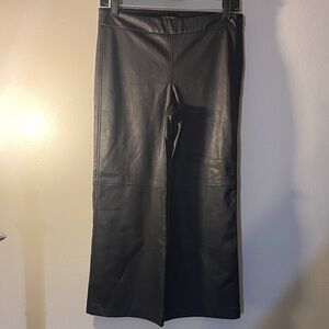 David Lerner Black Faux Leather Flared Pants